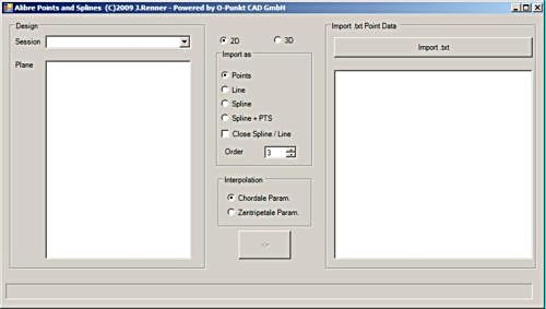 Alibre Points - TXT permette di importare tabelle di punti 2D e 3D ed ottenere in Alibre il disegno corrispondente (punti, linee o splines)